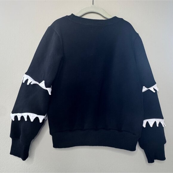 LOLA + THE BOYS Shark Bite Sweatshirt Boys 6 Black White Teeth Jogger Sweater - Picture 2 of 6